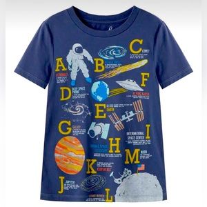 NWT- 2T Peek Aren'T You Curious Stephen ABC Space Graphic Tee in Dark Blue